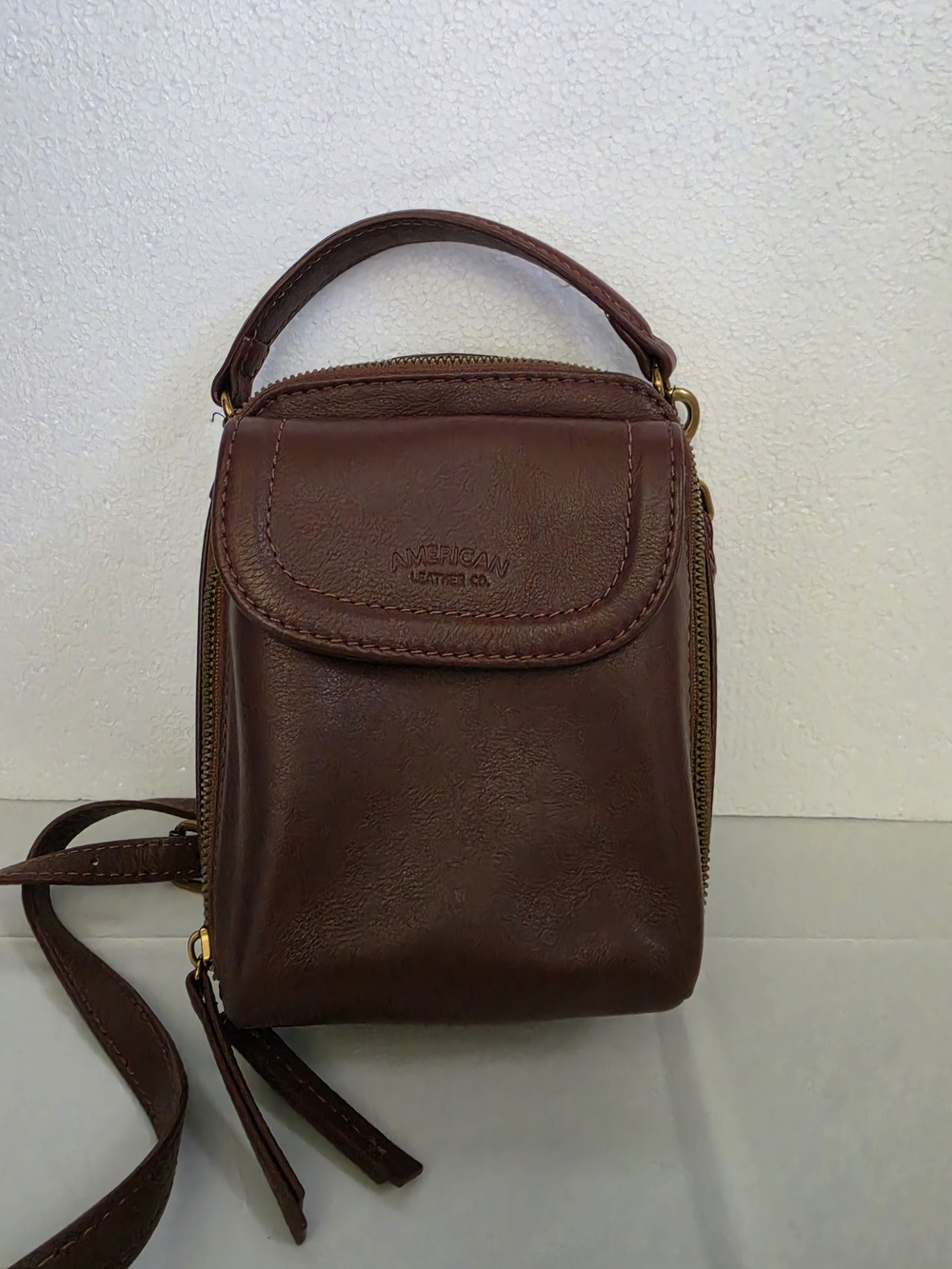 American Leather Brown Compact Leather Crossbody Bag